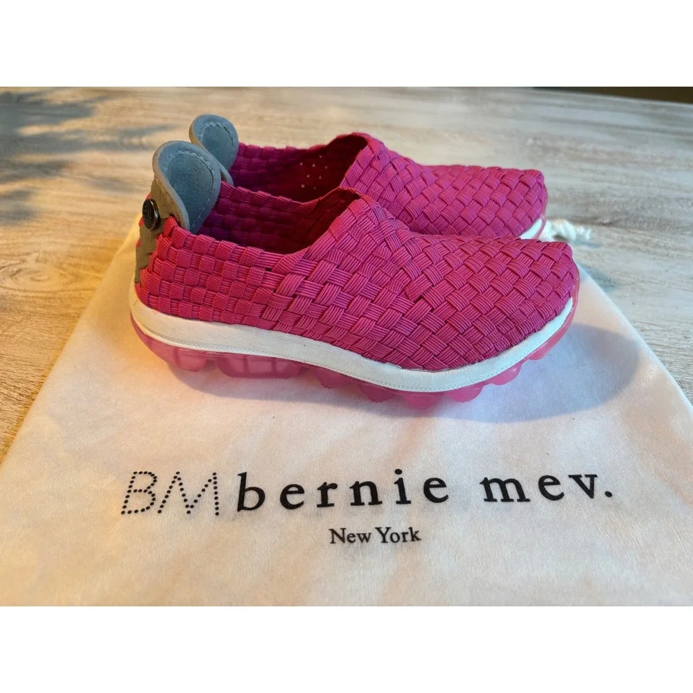 NEW Bernie Mev Woven Gummie Gem Kids Size 29 US 12 Pink Elastic Slip On shoes